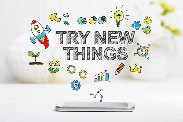 Try New Things concept with smartphone