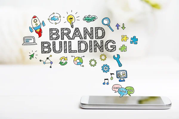 Brand Building concept con smartphone — Foto Stock