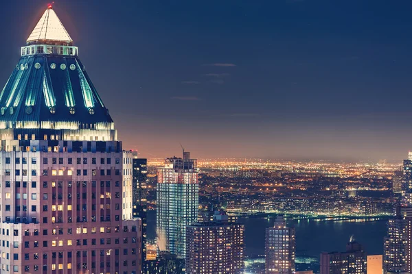 Nova Iorque skyline cidade à noite — Fotografia de Stock