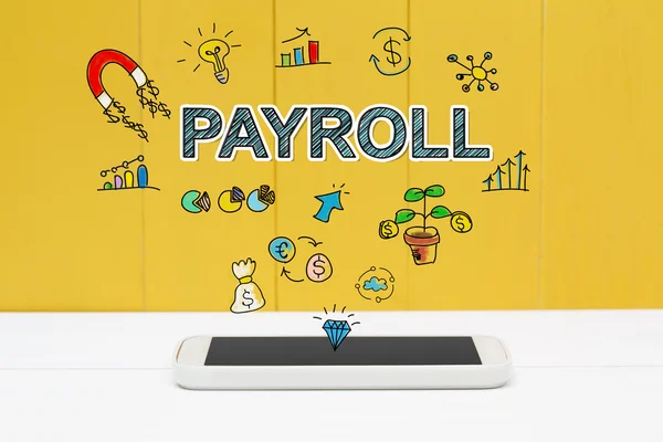 Payroll concept met smartphone — Stockfoto