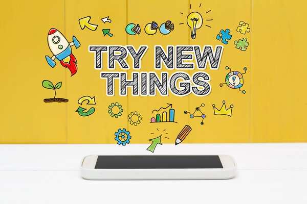 Try New Things concept with smartphone