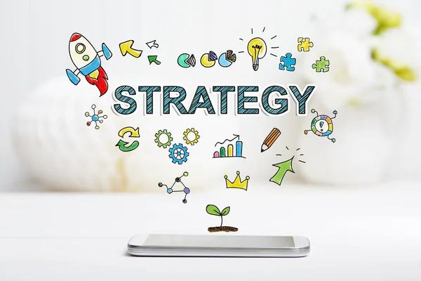 Strategie concept met smartphone — Stockfoto
