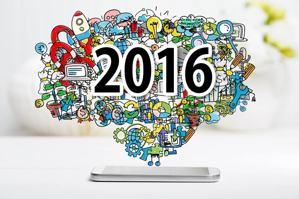 2016 Konzept mit Smartphone — Stockfoto