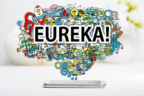 Eureka concept with smartphone — Stock Photo, Image