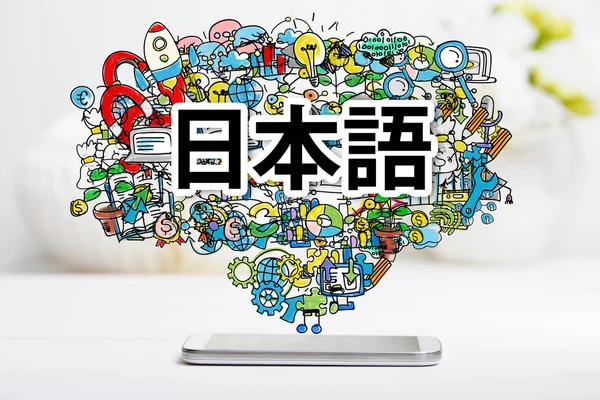 Learn Japanese concept with smartphone