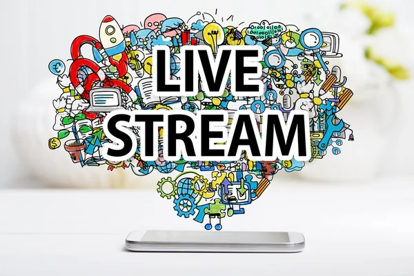 Live Stream έννοια με smartphone — Φωτογραφία Αρχείου