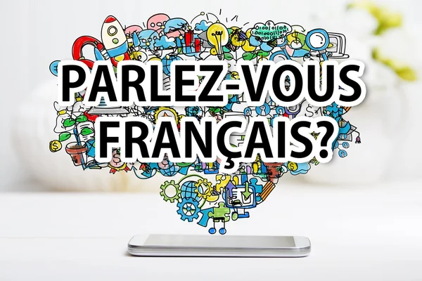 Parlez-vous Francais konceptet med smartphone — Stockfoto