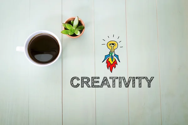 Concepto de creatividad con una taza de café — Foto de Stock