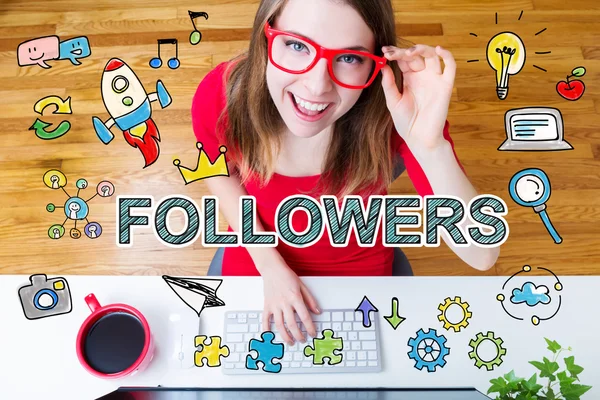 Followers concept with young woman — Stock Photo, Image
