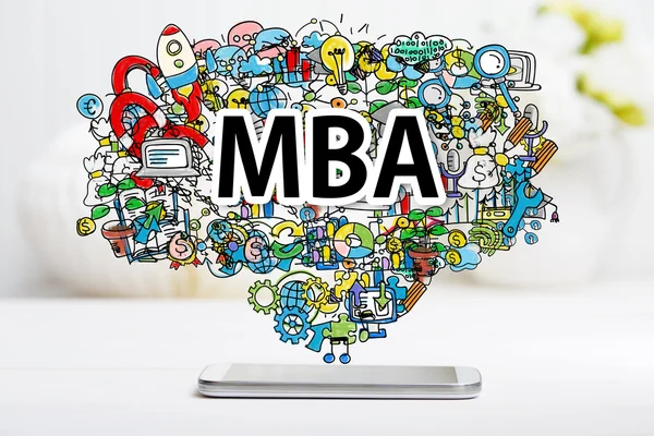 Conceito de MBA com smartphone — Fotografia de Stock