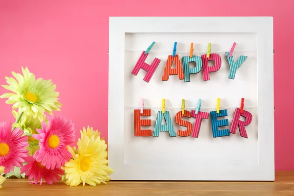 Happy Easter letters hanging with clothespins