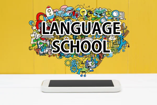 Language School concept met smartphone — Stockfoto