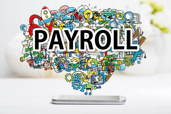 Payroll concept met smartphone — Stockfoto
