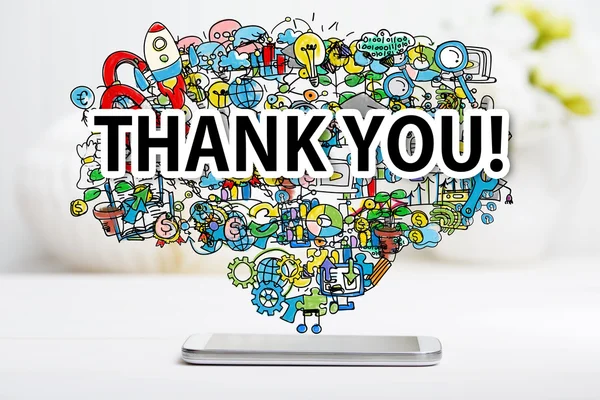 Concepto Thank You con smartphone — Foto de Stock