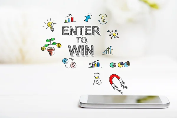 Entrez dans le concept To Win avec smartphone — Photo