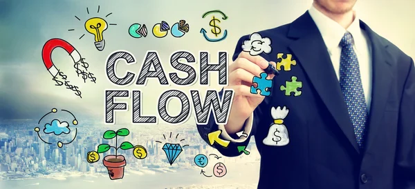 Üzletember rajz Cash Flow koncepció — Stock Fotó