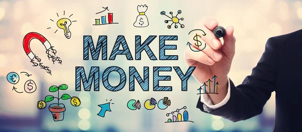 Zakenman tekening Make Money concept — Stockfoto