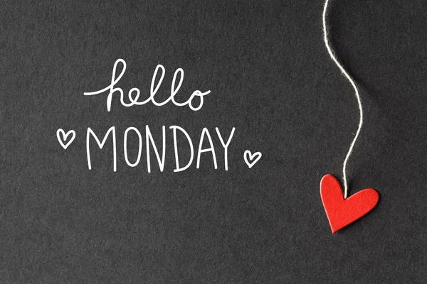 Hello Monday message with paper hearts — Stock Photo, Image