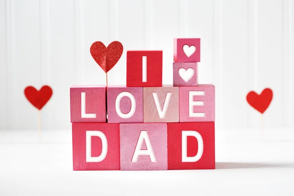 I Love táta texty na dřevěných bloků — Stock fotografie
