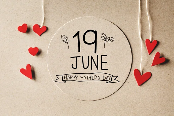 19 June Happy Fathers Day message with hearts — Stock Photo, Image