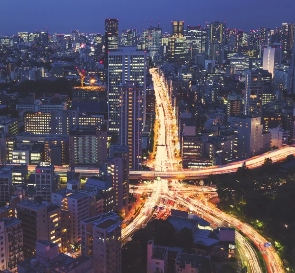 巨大な都市の交差点の空撮 — ストック写真