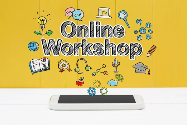 Online Workshop koncept med smartphone — Stockfoto