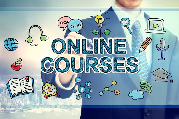 Businessman drawing Online Courses concept — Stock Photo, Image