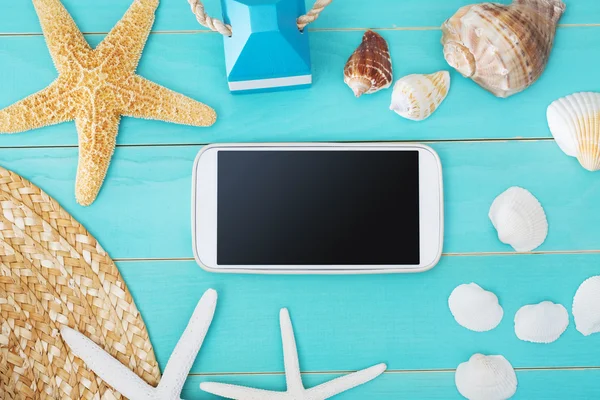 Gadgets with Starfishes, Sea Shells — Stock Photo, Image