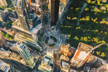 Ny şehir Central Park ve Columbus Circle
