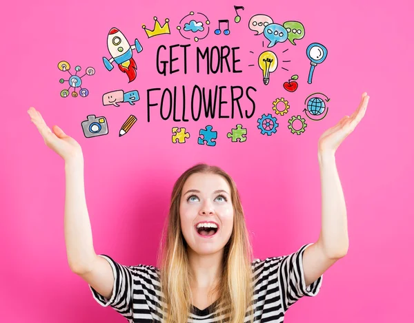 Get More Followers concept with woman — Stock Photo, Image