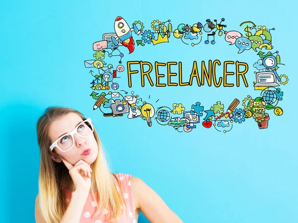 Freelancer concept met jonge vrouw — Stockfoto