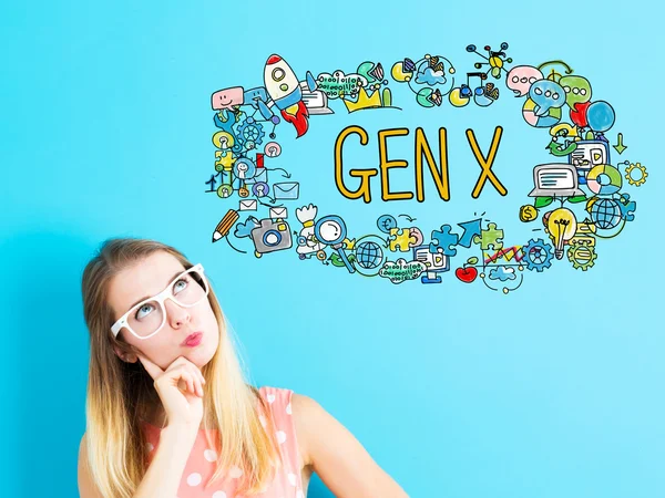 Концепція Gen X з молодою жінкою — стокове фото