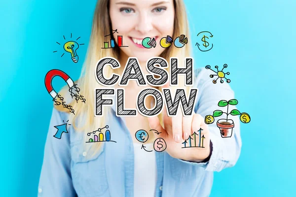 Cash-Flow koncepció, fiatal nő — Stock Fotó