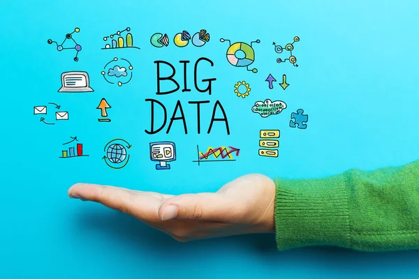 Concetto Big Data con mano — Foto Stock