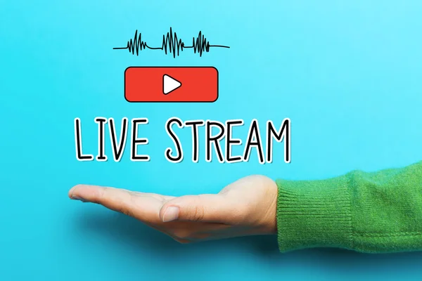 Live Stream concept met hand — Stockfoto