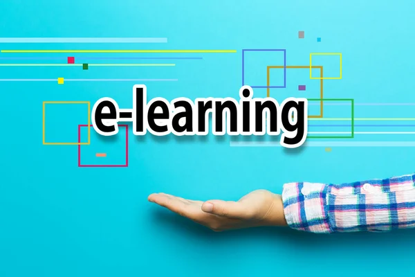 Koncepcja E-Learning z ręki — Zdjęcie stockowe