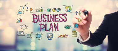 İşadamı çizim iş planı kavramı