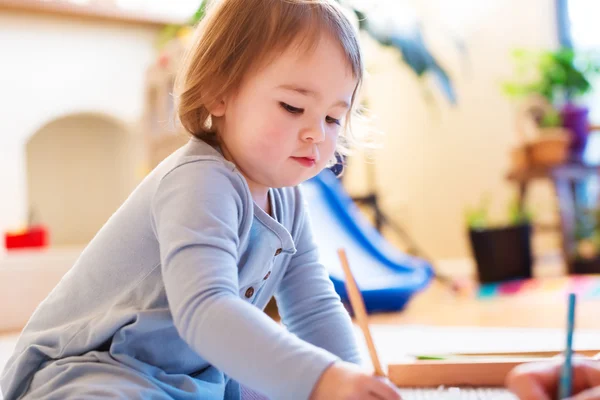 Toddler dziewczynka obraz rysunku — Zdjęcie stockowe