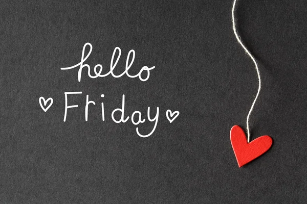 Hello Friday message with paper hearts — Stock Photo, Image