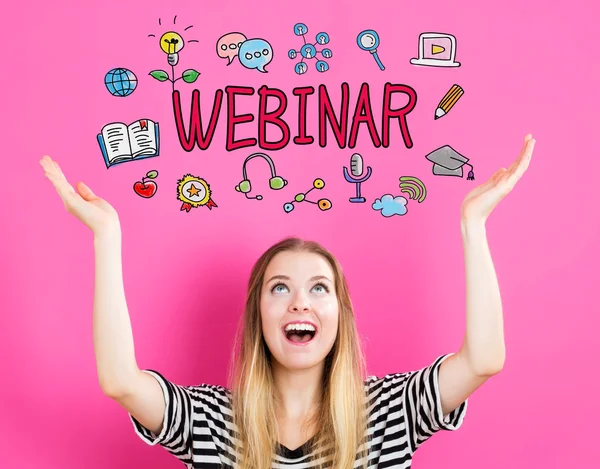 Webinar concept met jonge vrouw — Stockfoto