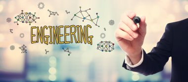 İşadamı çizim mühendislik kavramı