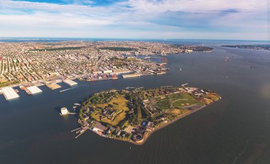 Aerial view of the Governors Island with Brooklyn  clipart