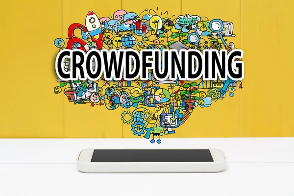 Crowdfunding-Konzept mit Smartphone — Stockfoto