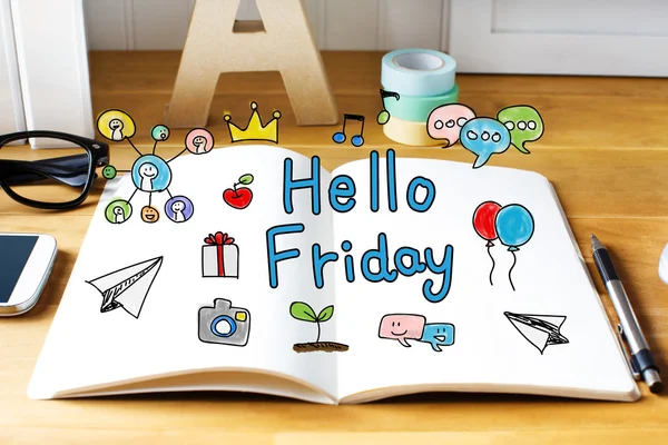 Hello Friday concept with notebook — Stock Photo, Image