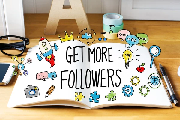Get More Followers concept with notebook — Stock Photo, Image