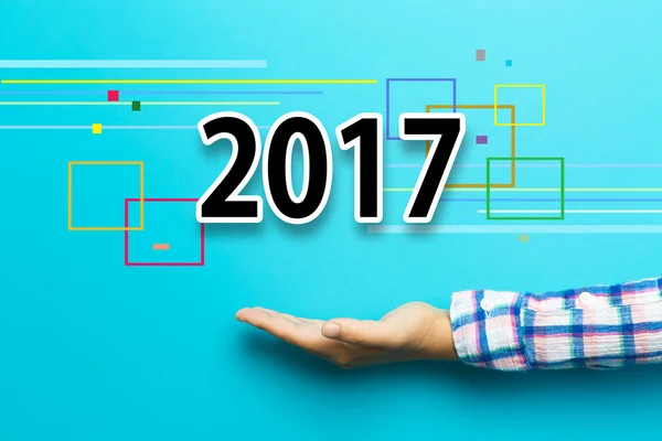 Concepto 2017 con la mano —  Fotos de Stock