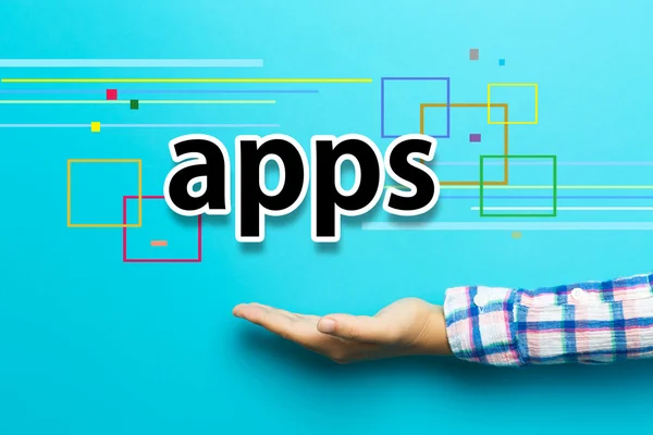 Apps concept met hand — Stockfoto