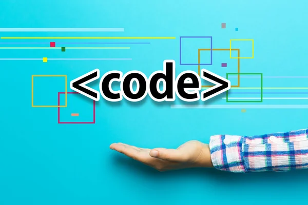 Code concept with hand — Stock Photo, Image