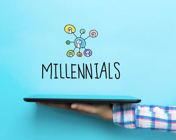 Millennials concept with a tablet — Stock Photo, Image
