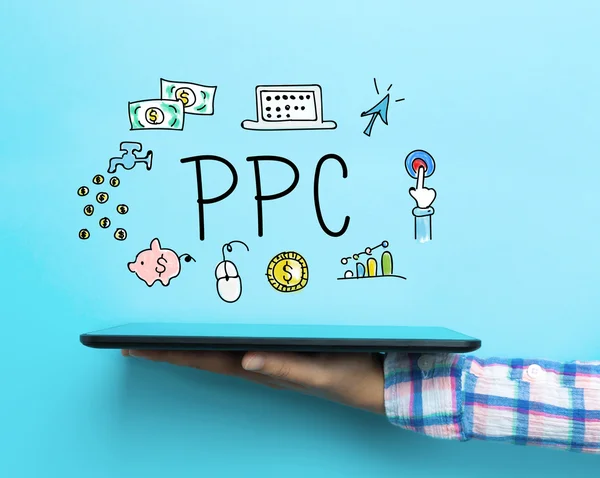 PPC concept met een tablet — Stockfoto